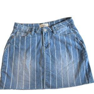 ymi Jean Skirt Size 3 Cute Denim Mini Stripes and Fade-out Length 14 Inches